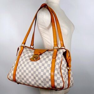 Louis Vuitton Stressa Cream and Tan Checkered Shoulder Bag